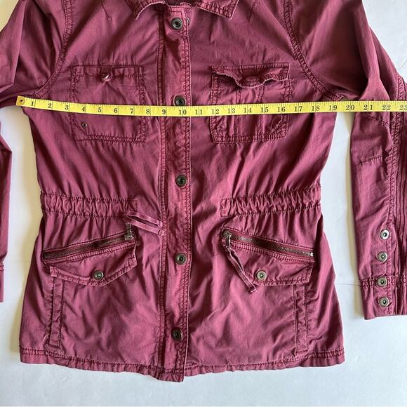 Marrakech by Anthropologie Utility Jacket Field Jacket Anorak Burgundy Medium - Picture 13 of 13